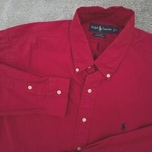 Ralph Lauren Men's Blake Shirt Size Large Red Long Sleeve Button Front